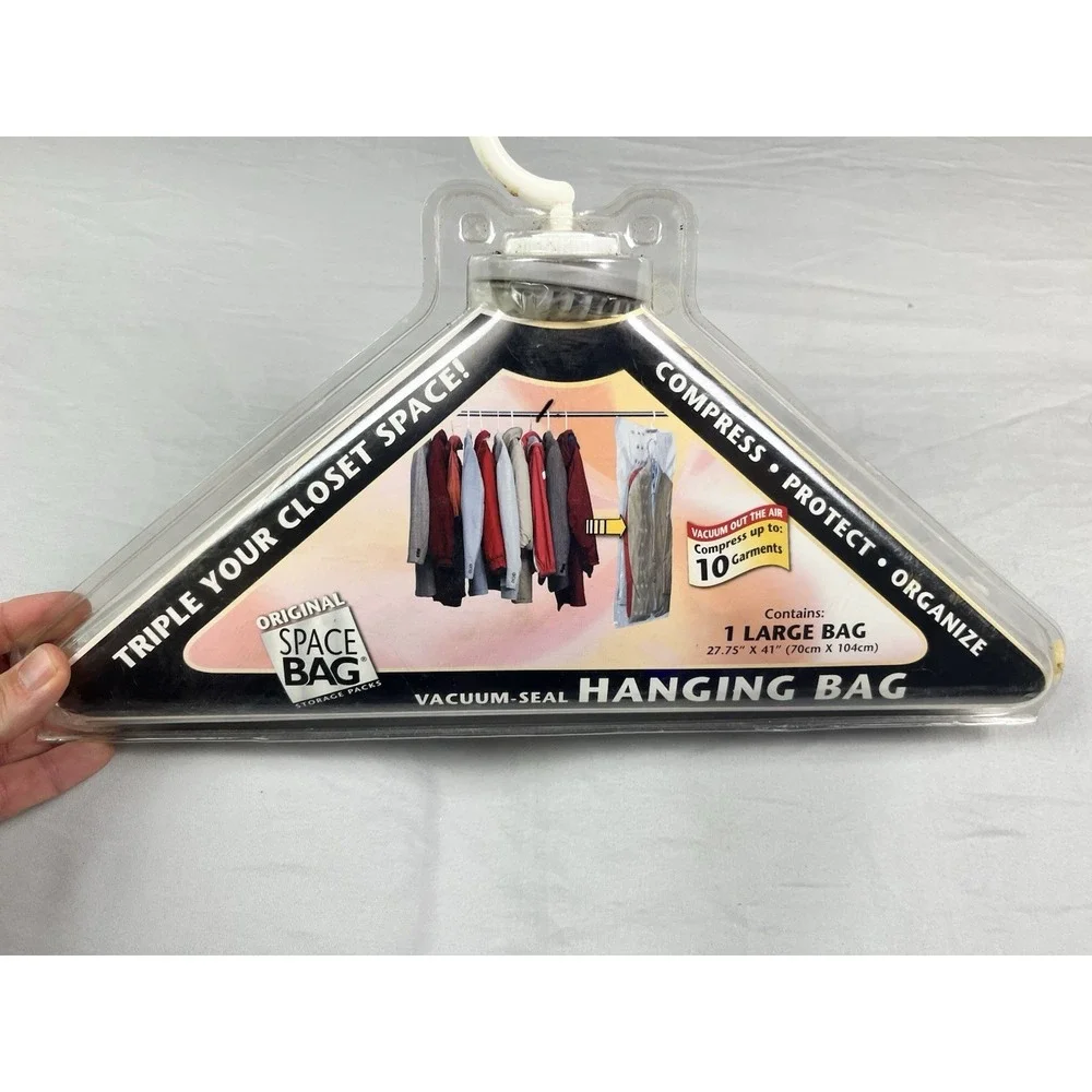 Space Bag Vacuum Seal Closet Hanging Bag Coat Jacket Suit Dress Clothing Storage